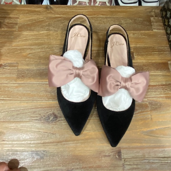 J. Crew Shoes - J. Crew Velvet and Bow Sling-Back Sandals